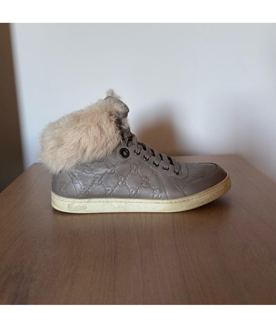 GUCCI Бежевые кожаные ботинки, фото 6