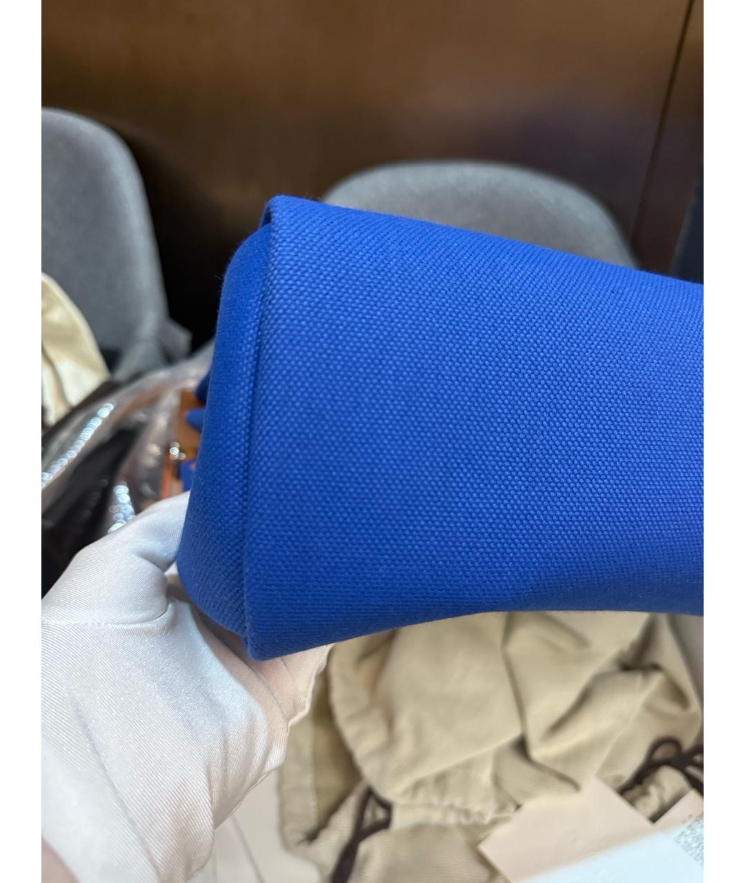 HERMES Синяя тканевая сумка через плечо, фото 3