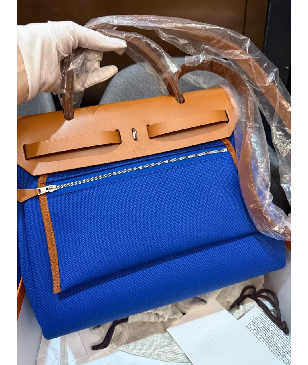 HERMES Синяя тканевая сумка через плечо, фото 7