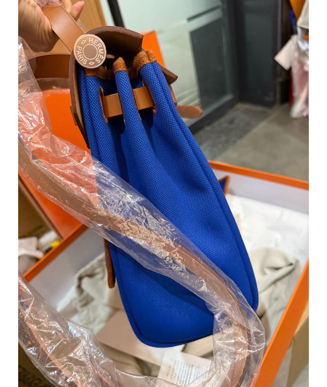 HERMES Синяя тканевая сумка через плечо, фото 6