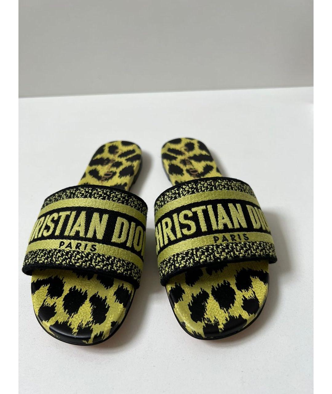 CHRISTIAN DIOR Мульти текстильные шлепанцы, фото 7