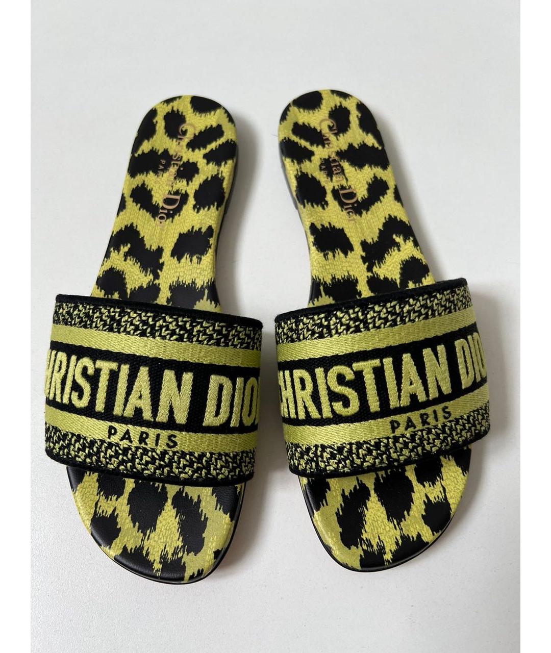 CHRISTIAN DIOR Мульти текстильные шлепанцы, фото 2