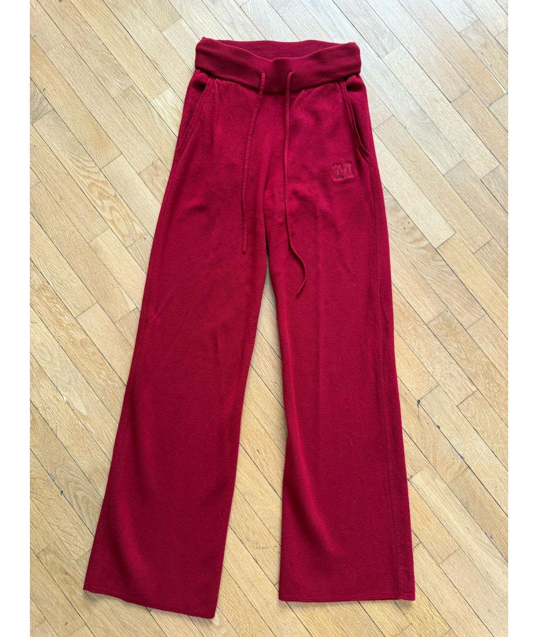 MAX MARA Бордовые шерстяные прямые брюки, фото 5