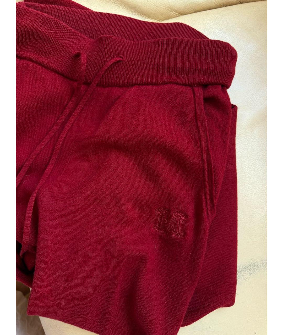 MAX MARA Бордовые шерстяные прямые брюки, фото 4