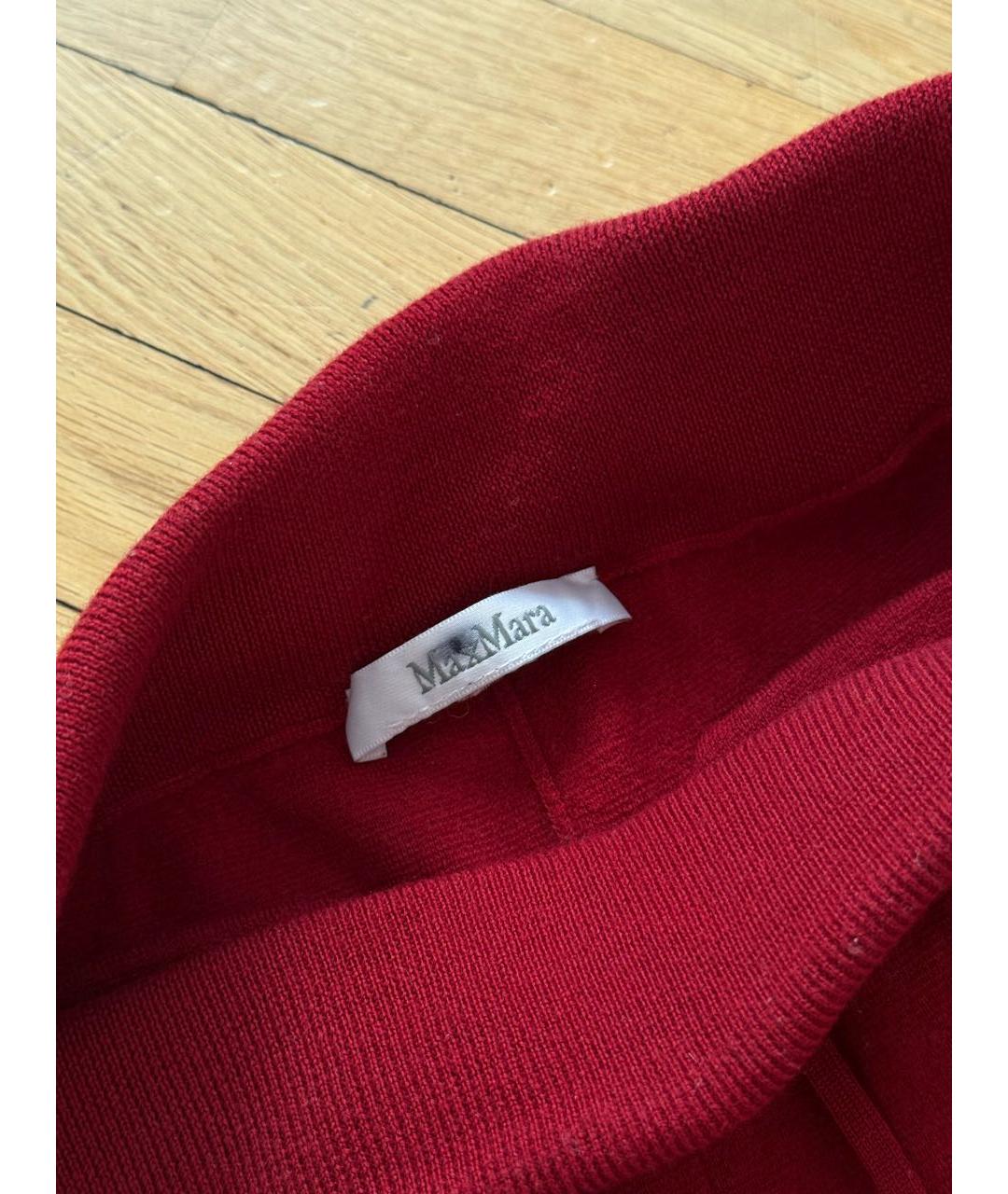 MAX MARA Бордовые шерстяные прямые брюки, фото 3