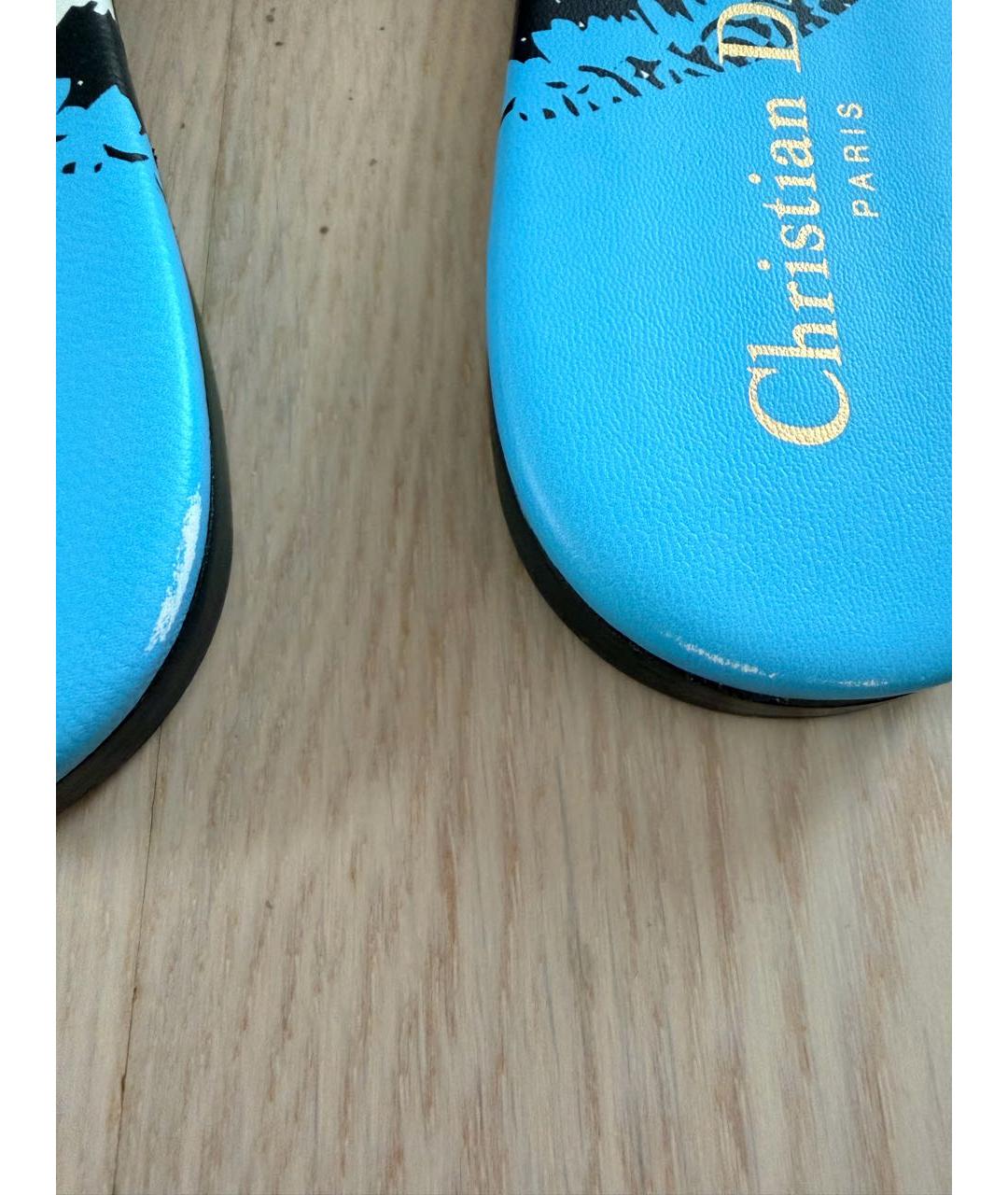 CHRISTIAN DIOR Мульти текстильные шлепанцы, фото 6