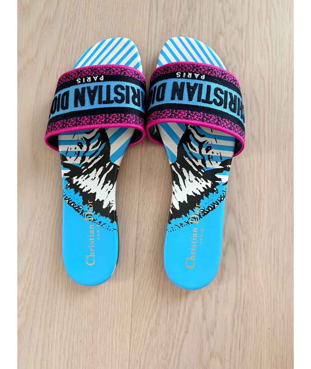 CHRISTIAN DIOR Мульти текстильные шлепанцы, фото 2