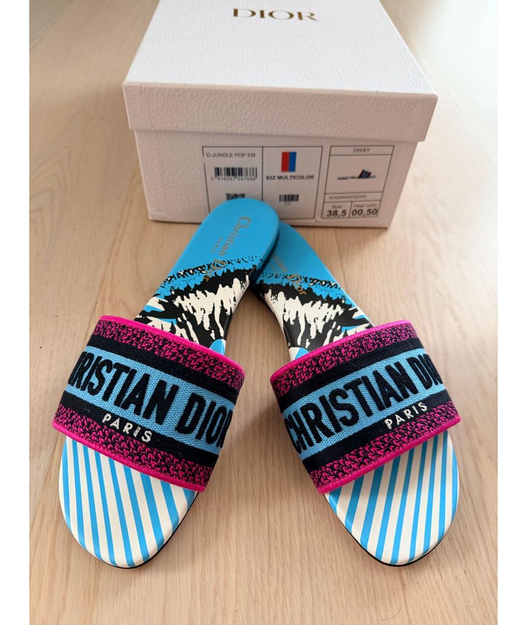 CHRISTIAN DIOR Мульти текстильные шлепанцы, фото 4