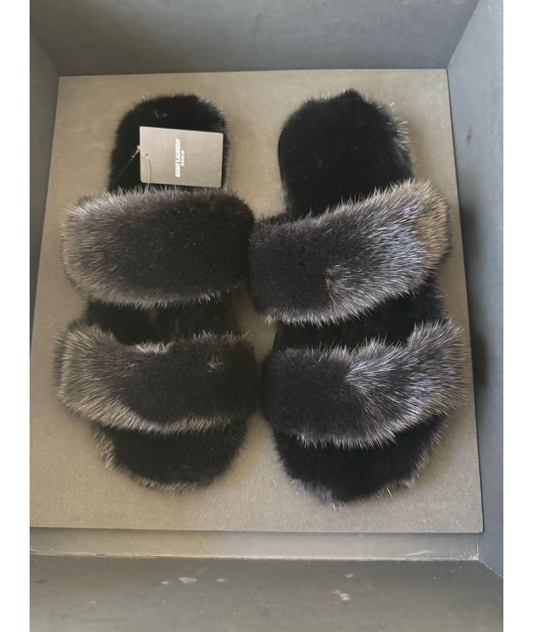 SAINT LAURENT Черные шлепанцы, фото 2