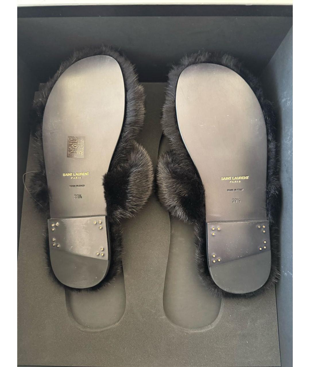 SAINT LAURENT Черные шлепанцы, фото 3