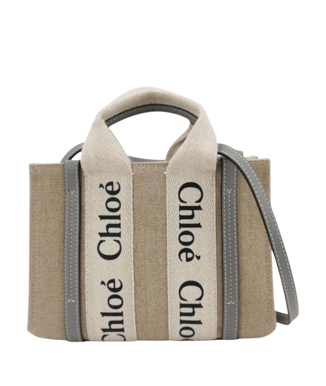 CHLOE Бежевая тканевая сумка тоут, фото 1