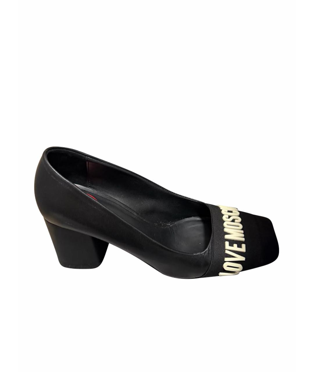 LOVE MOSCHINO Черные кожаные туфли, фото 1