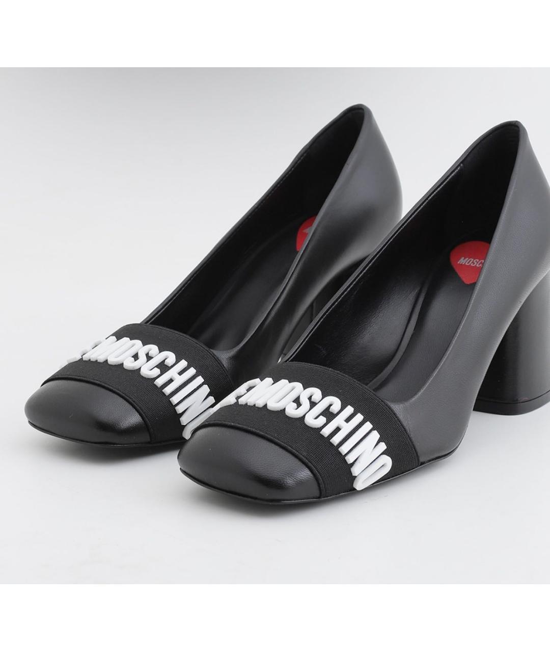 LOVE MOSCHINO Черные кожаные туфли, фото 2