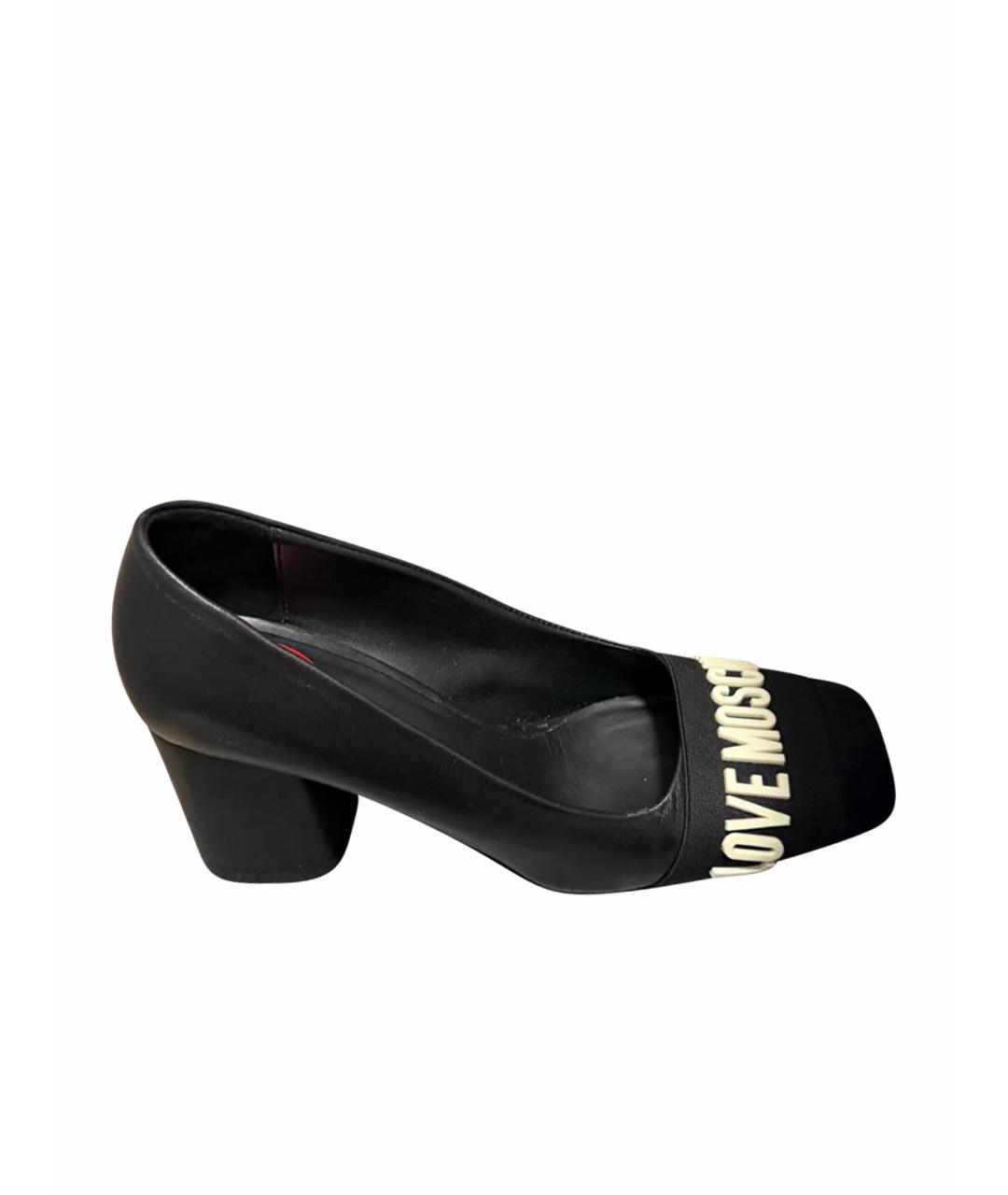 LOVE MOSCHINO Черные кожаные туфли, фото 6