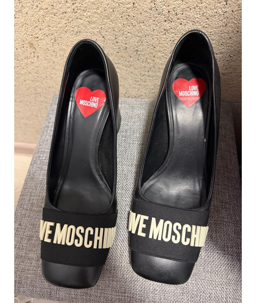 LOVE MOSCHINO Черные кожаные туфли, фото 3