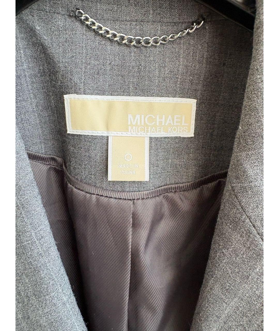 MICHAEL MICHAEL KORS Серый шерстяной жакет/пиджак, фото 3