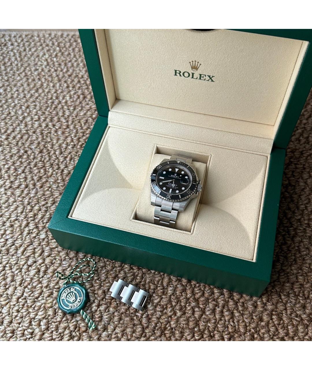 ROLEX Черные металлические часы, фото 7