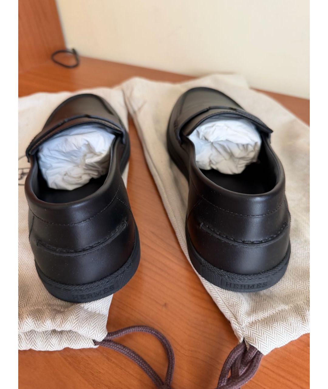 HERMES Черные кожаные лоферы, фото 5