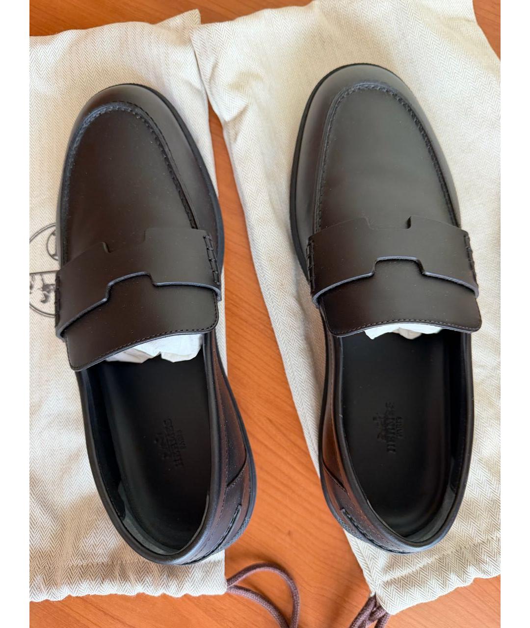 HERMES Черные кожаные лоферы, фото 3