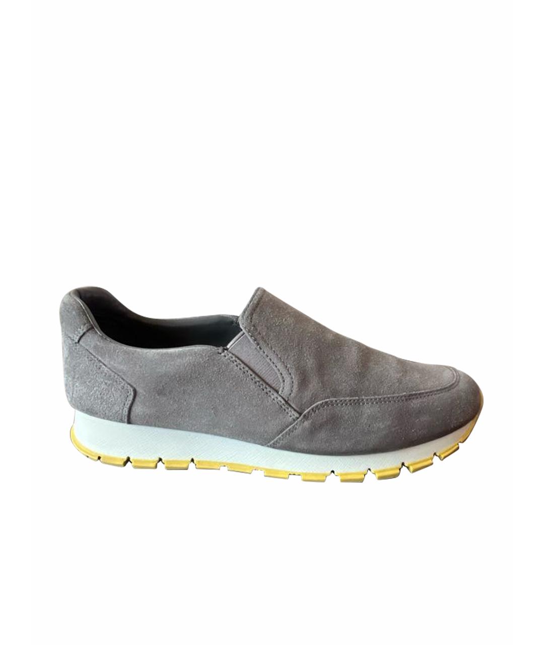 PRADA Серые замшевые слипоны, фото 1