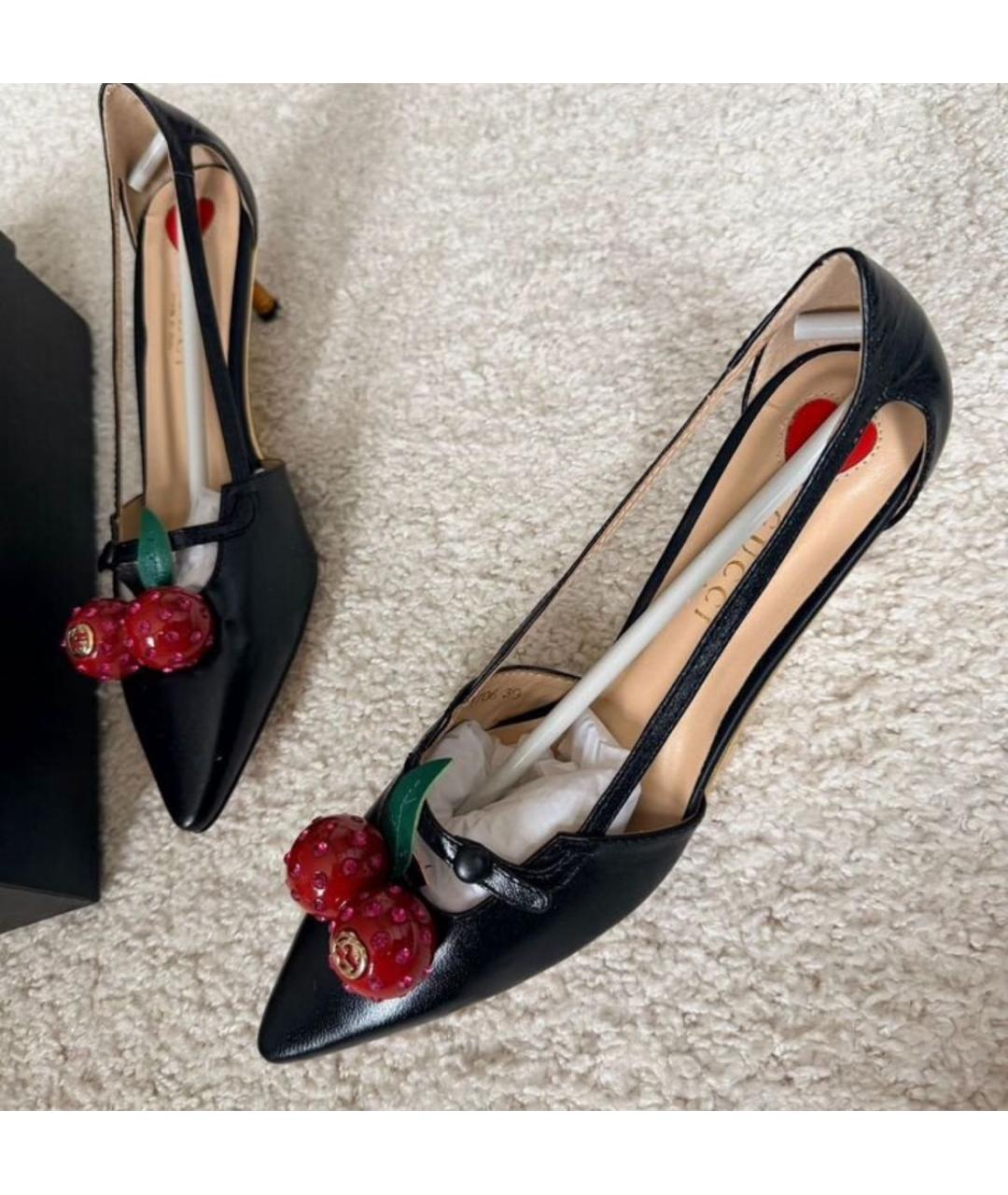 GUCCI Черные кожаные туфли, фото 2