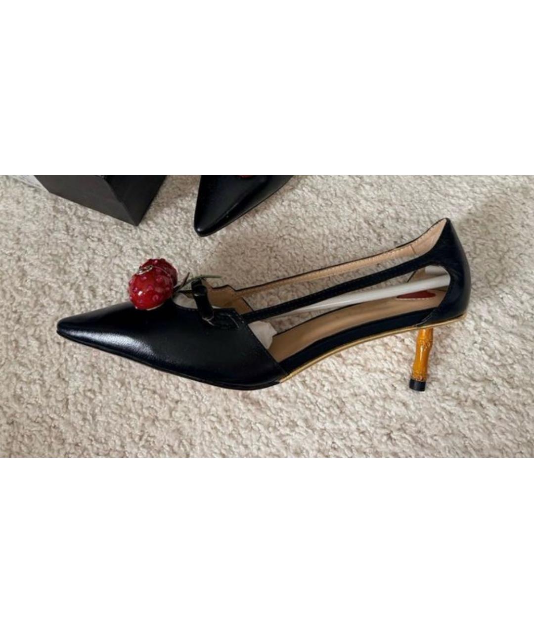 GUCCI Черные кожаные туфли, фото 6