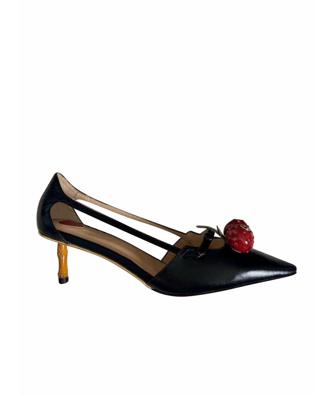 GUCCI Черные кожаные туфли, фото 1