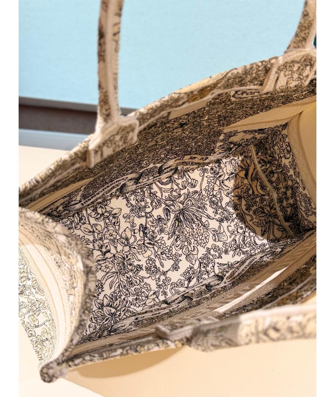 CHRISTIAN DIOR Бежевая жаккардовая сумка тоут, фото 8