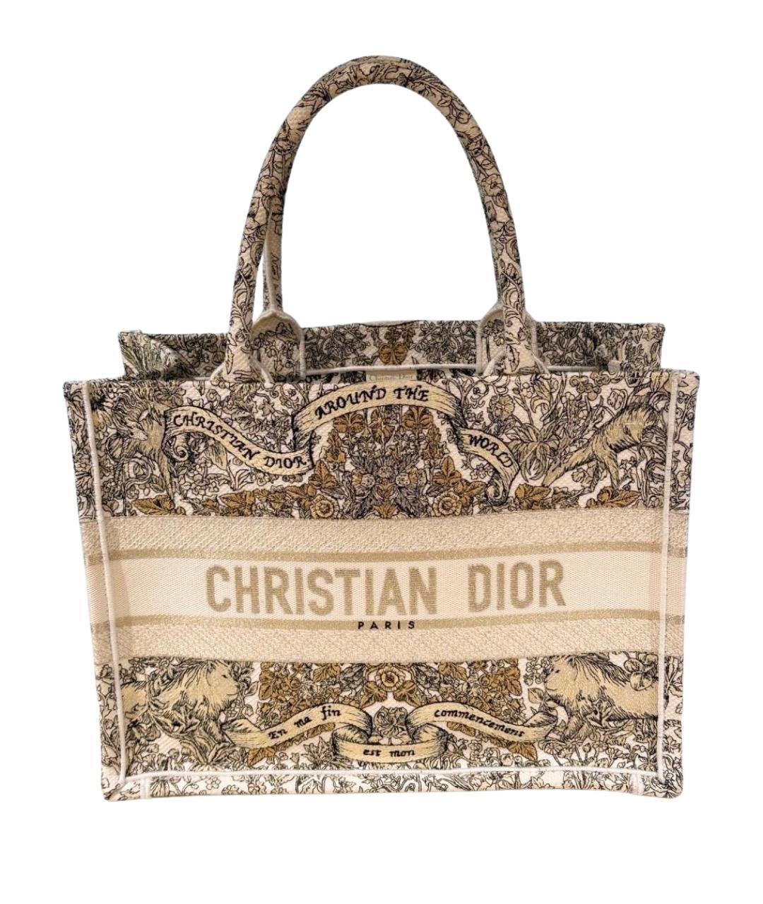 CHRISTIAN DIOR Бежевая жаккардовая сумка тоут, фото 1