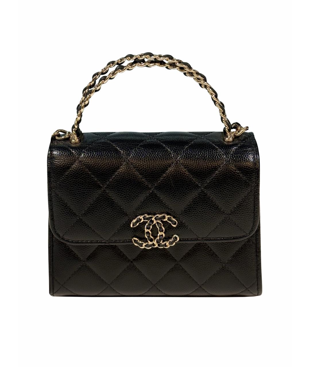 CHANEL Черная кожаная сумка с короткими ручками, фото 1