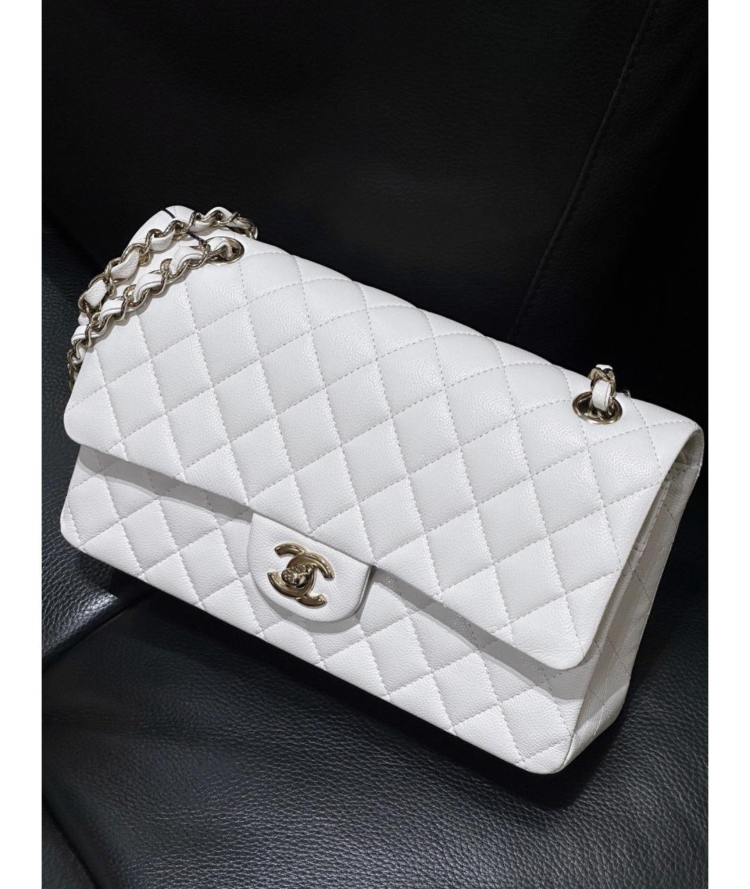CHANEL Белая кожаная сумка через плечо, фото 3