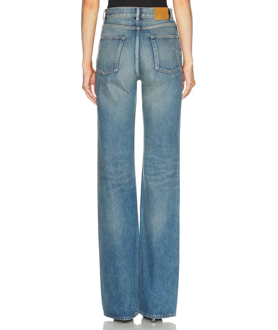 SAINT LAURENT Голубые хлопковые прямые джинсы, фото 4