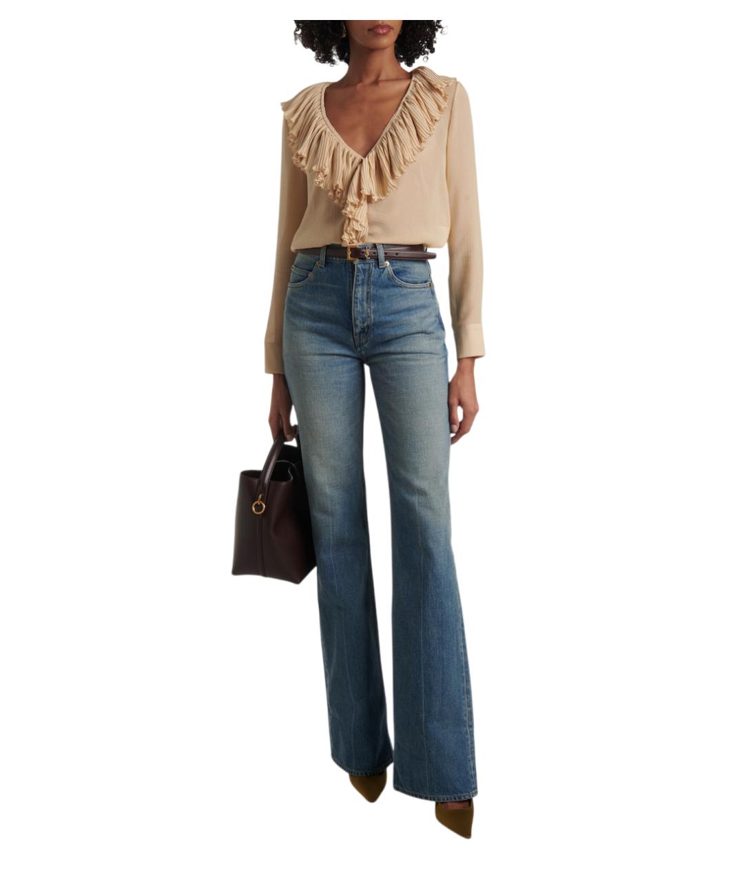 SAINT LAURENT Голубые хлопковые прямые джинсы, фото 2