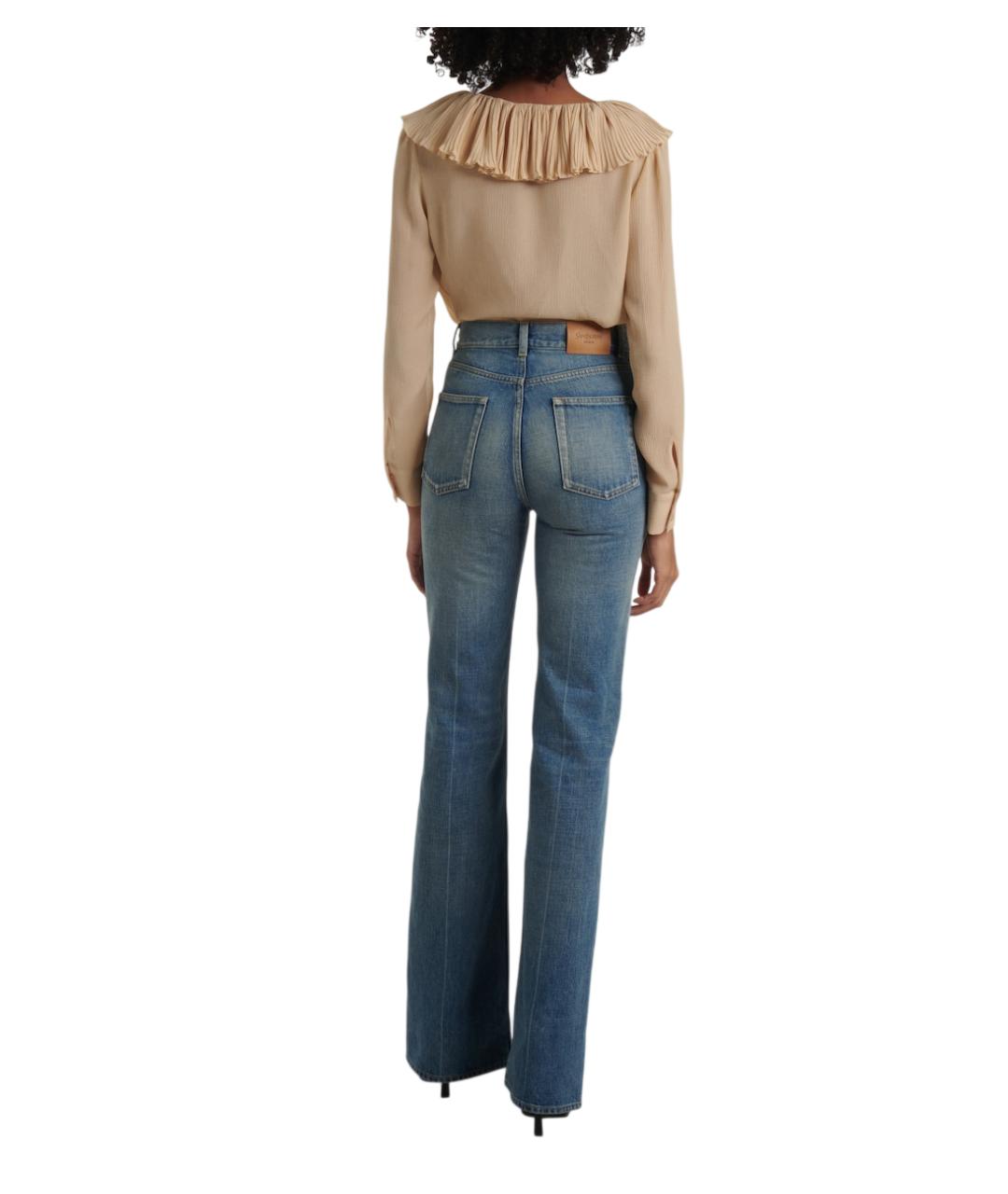 SAINT LAURENT Голубые хлопковые прямые джинсы, фото 3