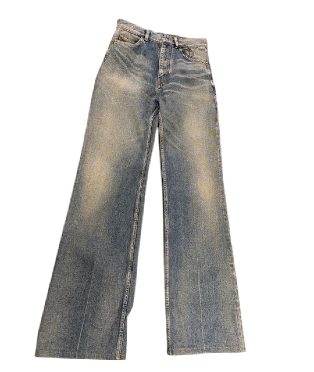 SAINT LAURENT Голубые хлопковые прямые джинсы, фото 6