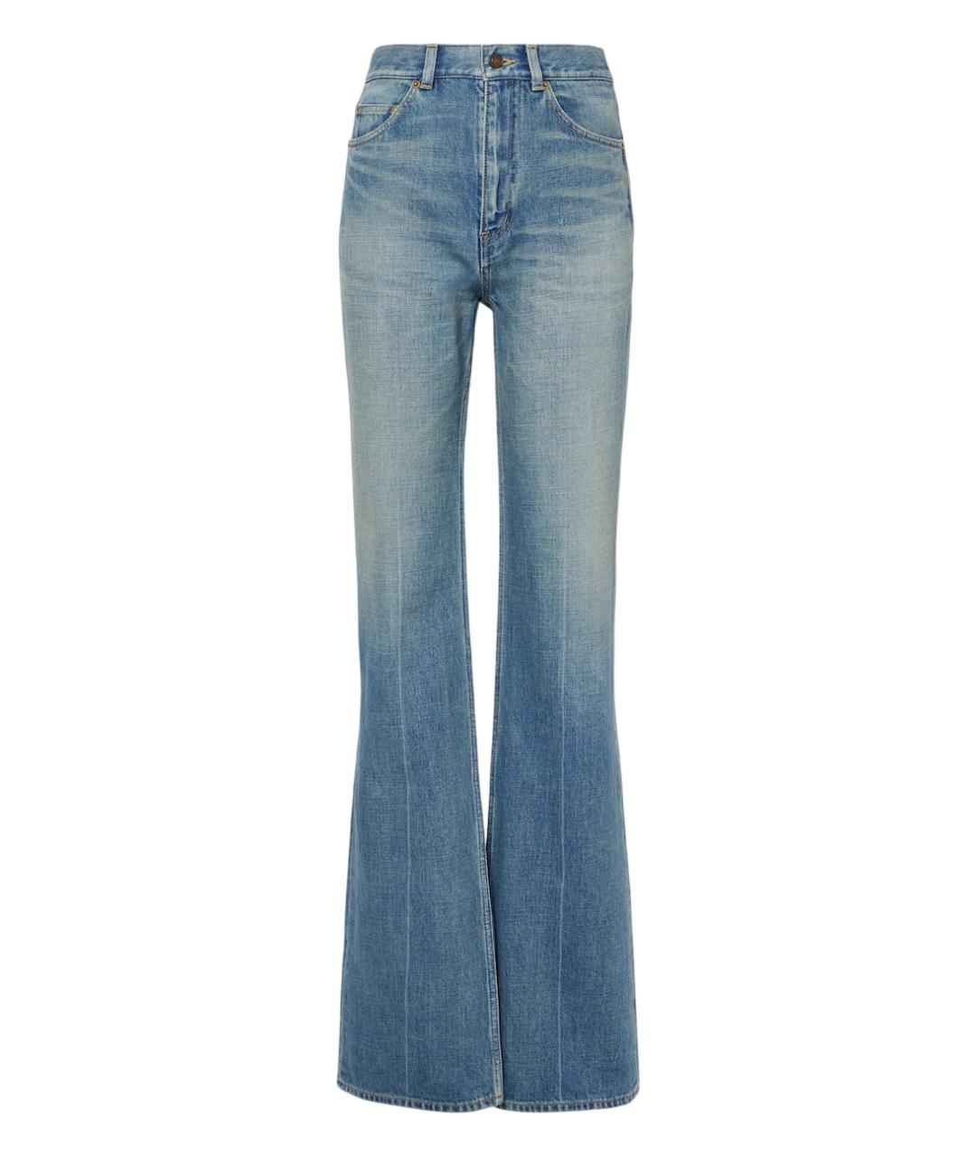 SAINT LAURENT Голубые хлопковые прямые джинсы, фото 1