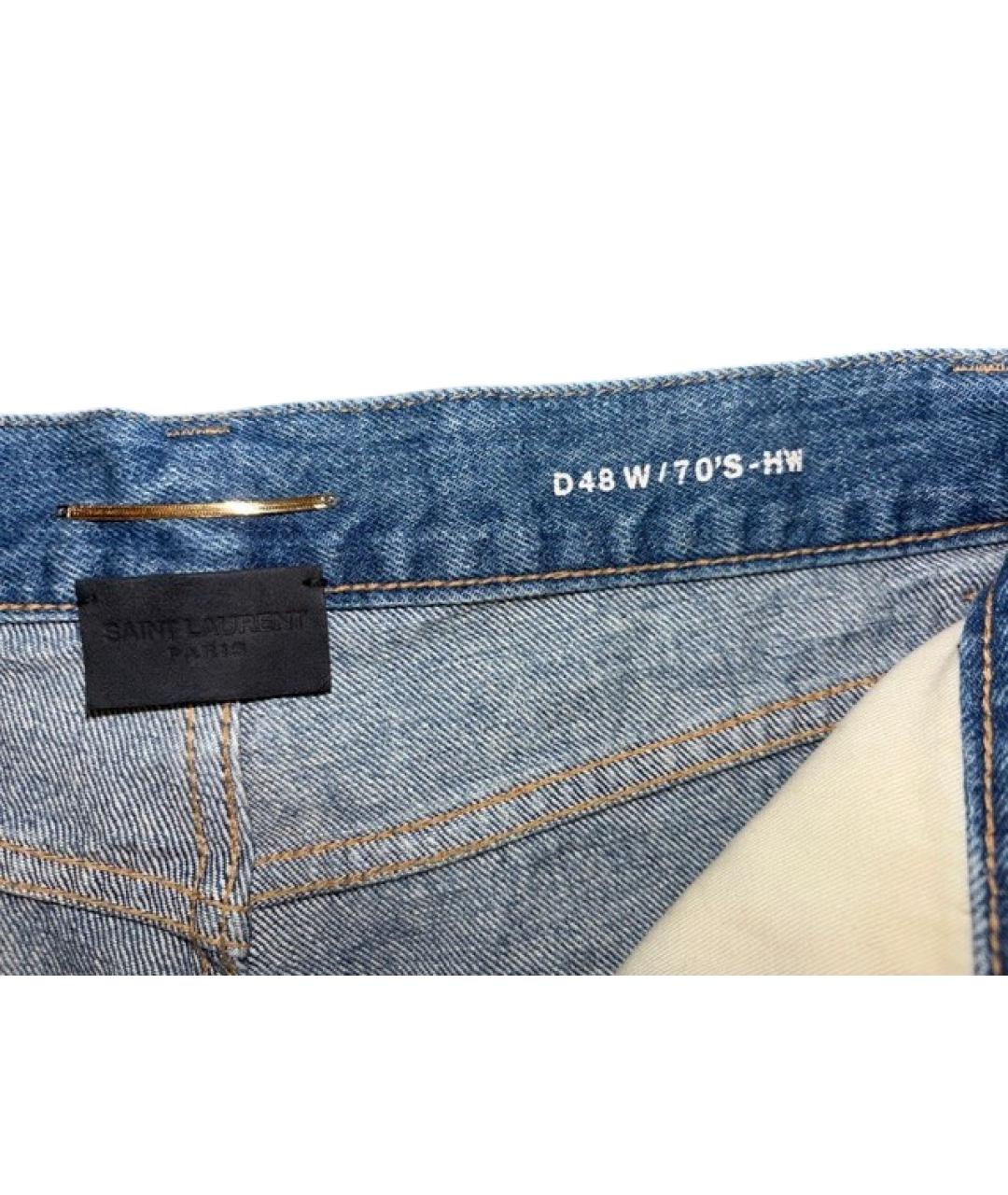 SAINT LAURENT Голубые хлопковые прямые джинсы, фото 6