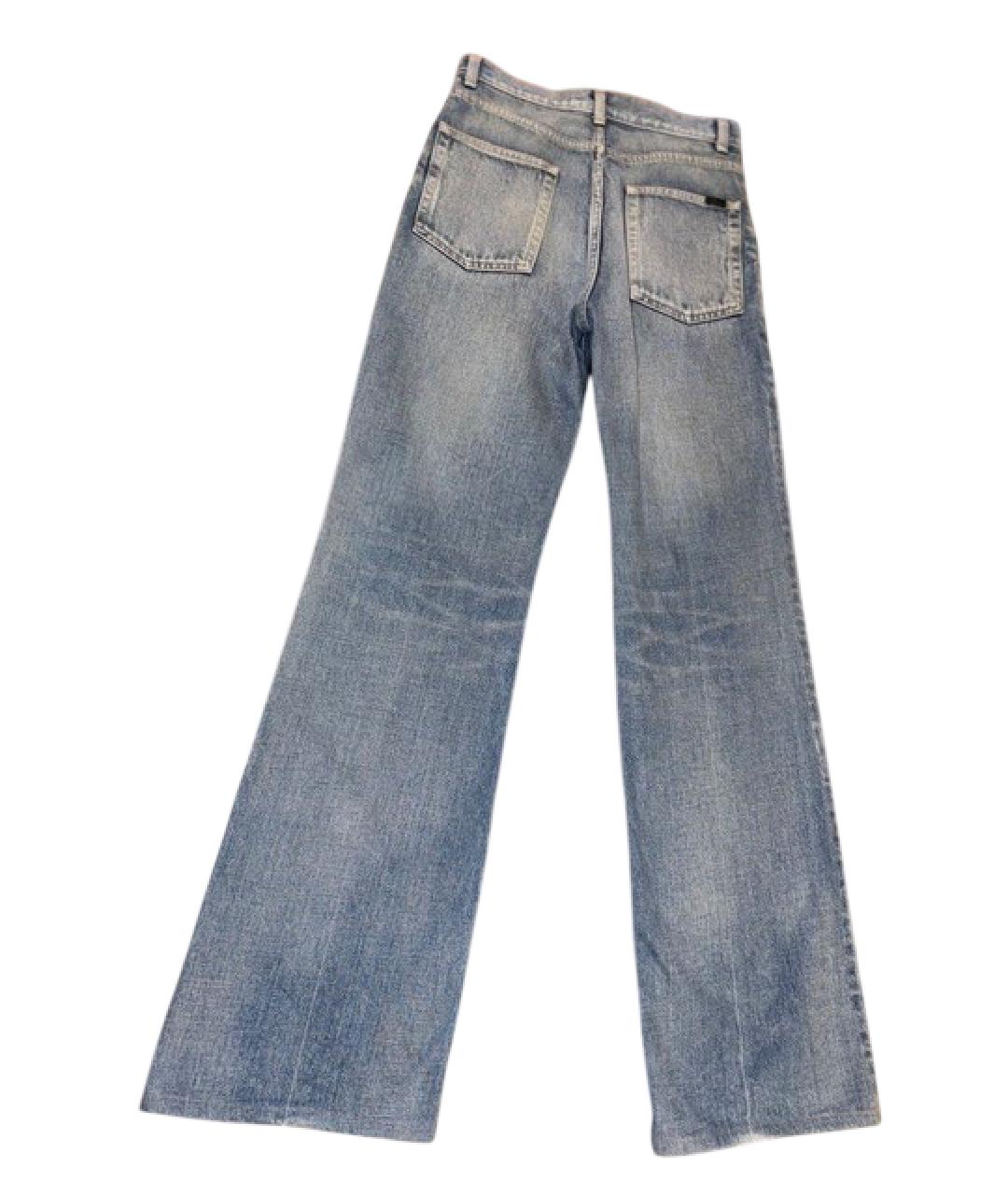SAINT LAURENT Голубые хлопковые прямые джинсы, фото 7