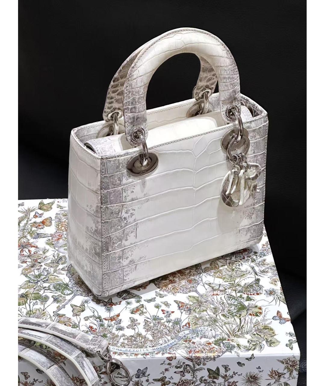 CHRISTIAN DIOR Белая кожаная сумка с короткими ручками, фото 3