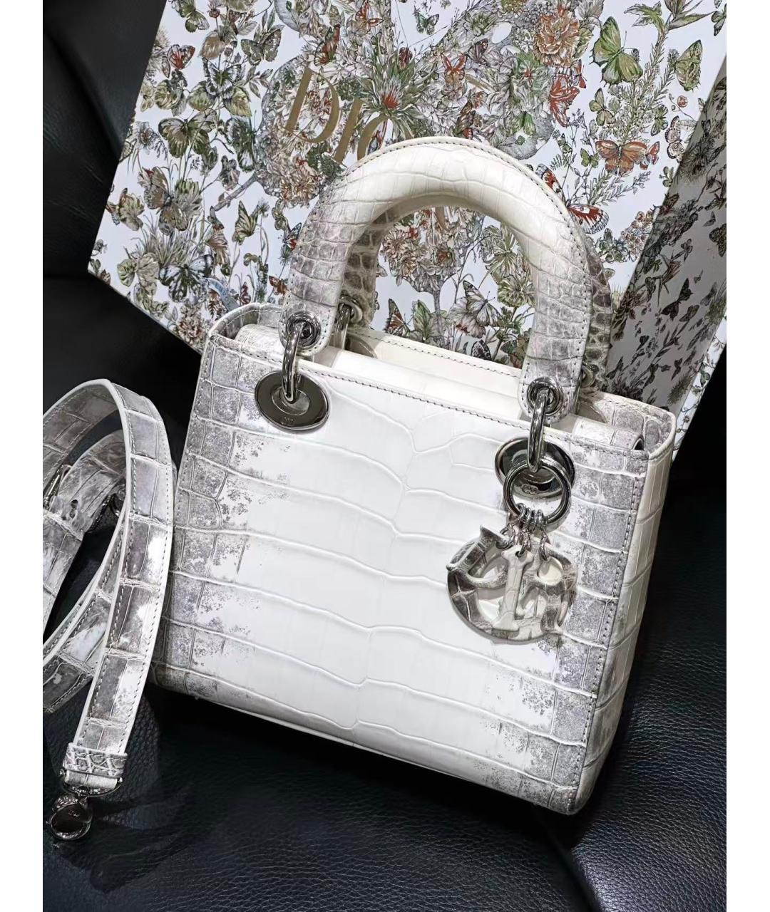 CHRISTIAN DIOR Белая кожаная сумка с короткими ручками, фото 4