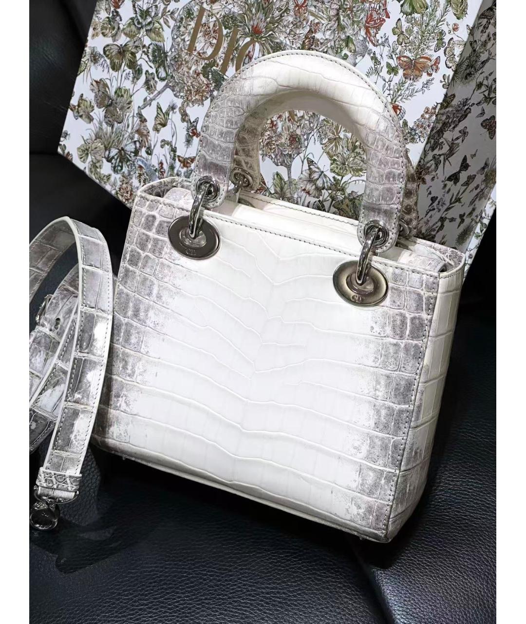 CHRISTIAN DIOR Белая кожаная сумка с короткими ручками, фото 2