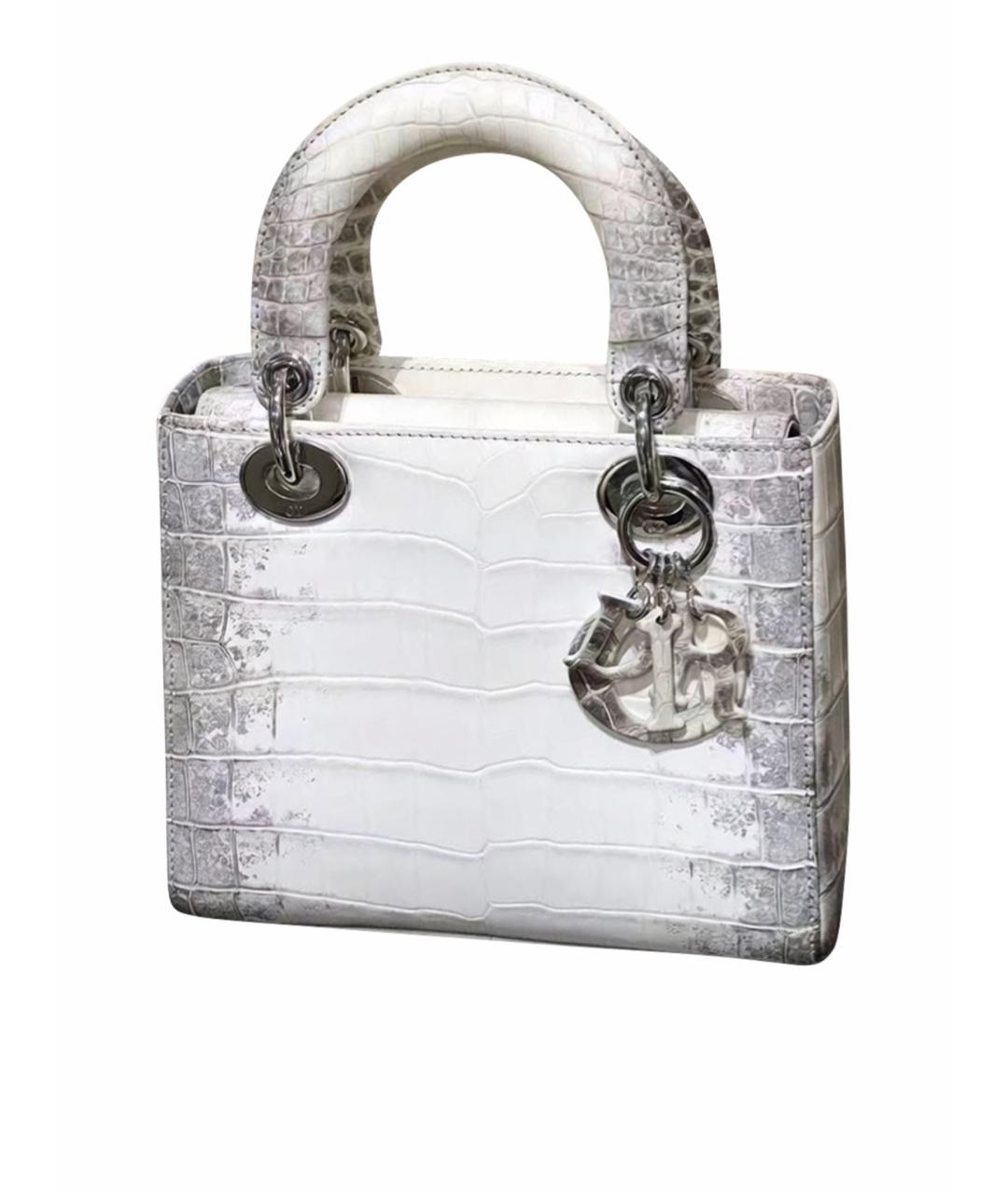 CHRISTIAN DIOR Белая кожаная сумка с короткими ручками, фото 1