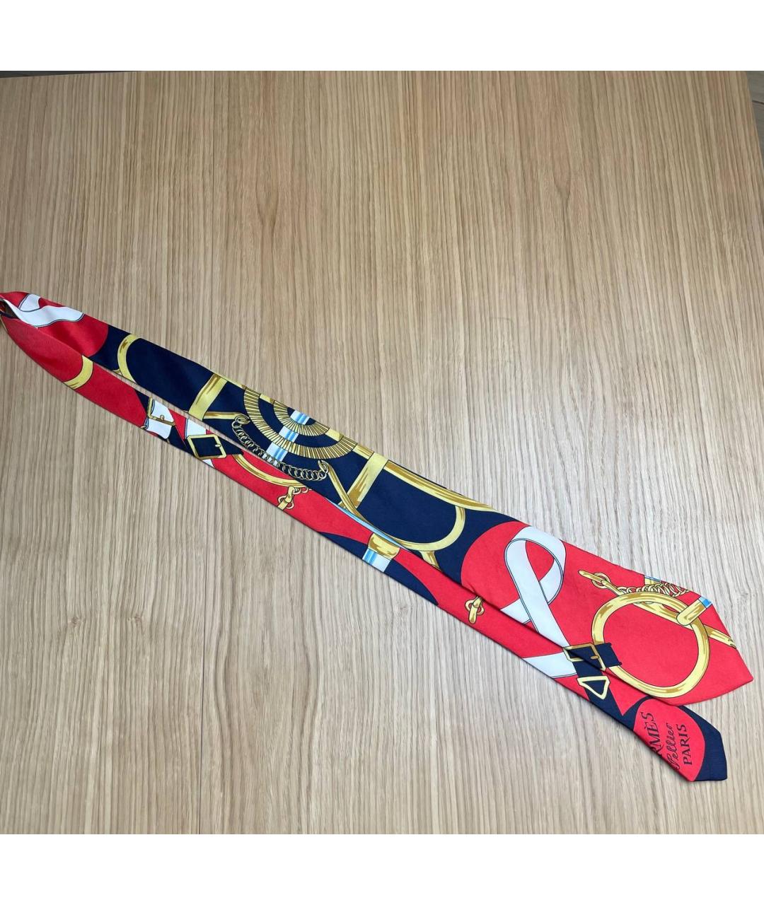 HERMES Красный шелковый галстук, фото 5