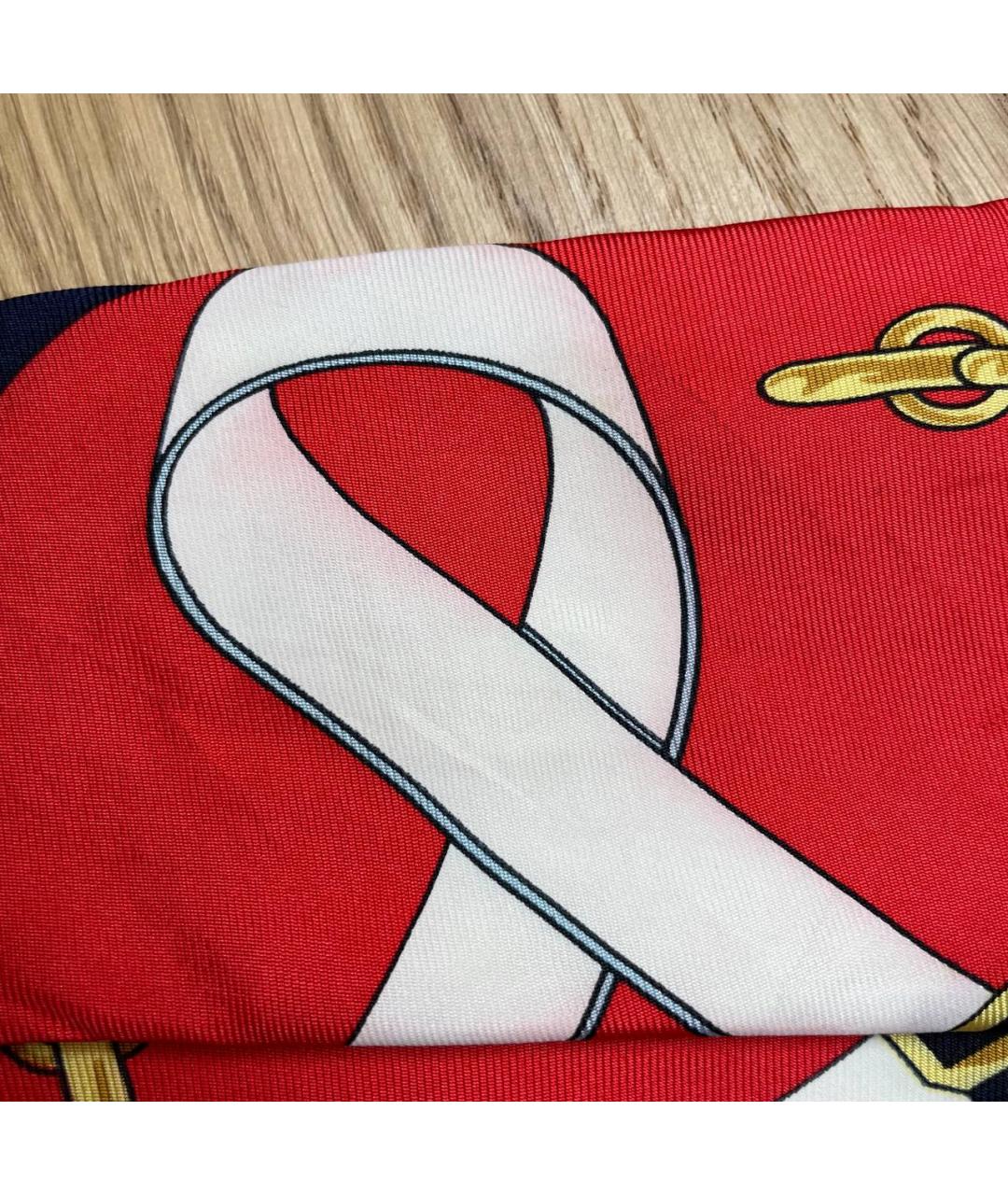 HERMES Красный шелковый галстук, фото 7