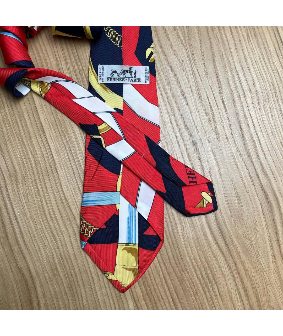 HERMES Красный шелковый галстук, фото 4