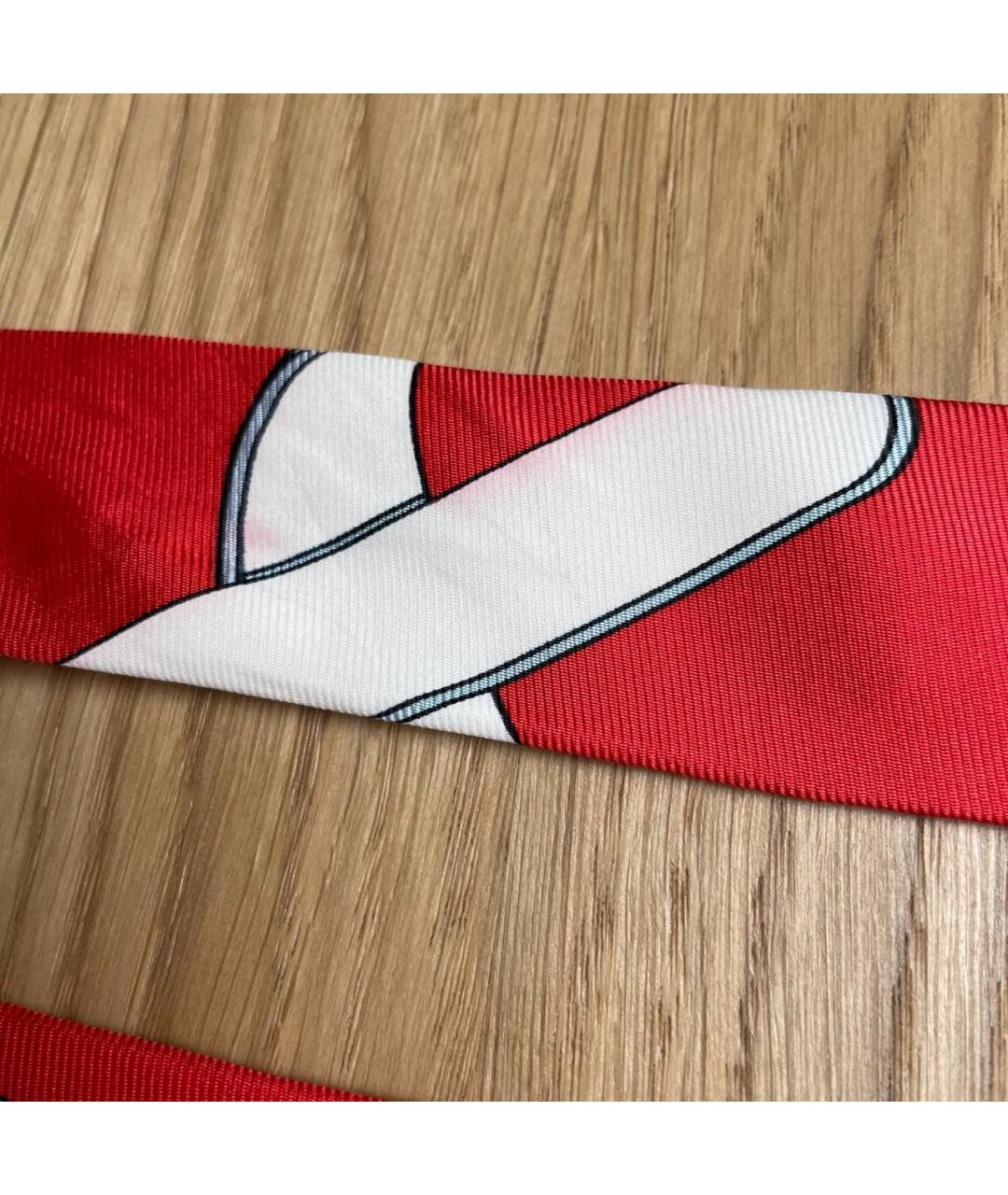 HERMES Красный шелковый галстук, фото 6