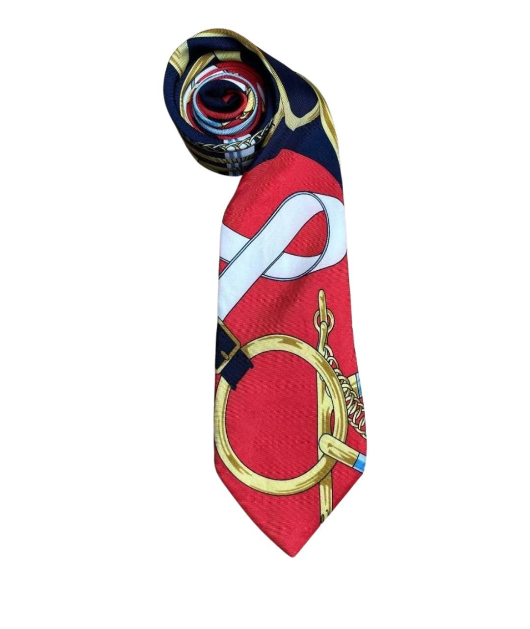 HERMES Красный шелковый галстук, фото 1