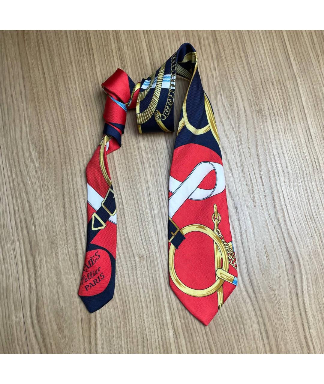 HERMES Красный шелковый галстук, фото 3