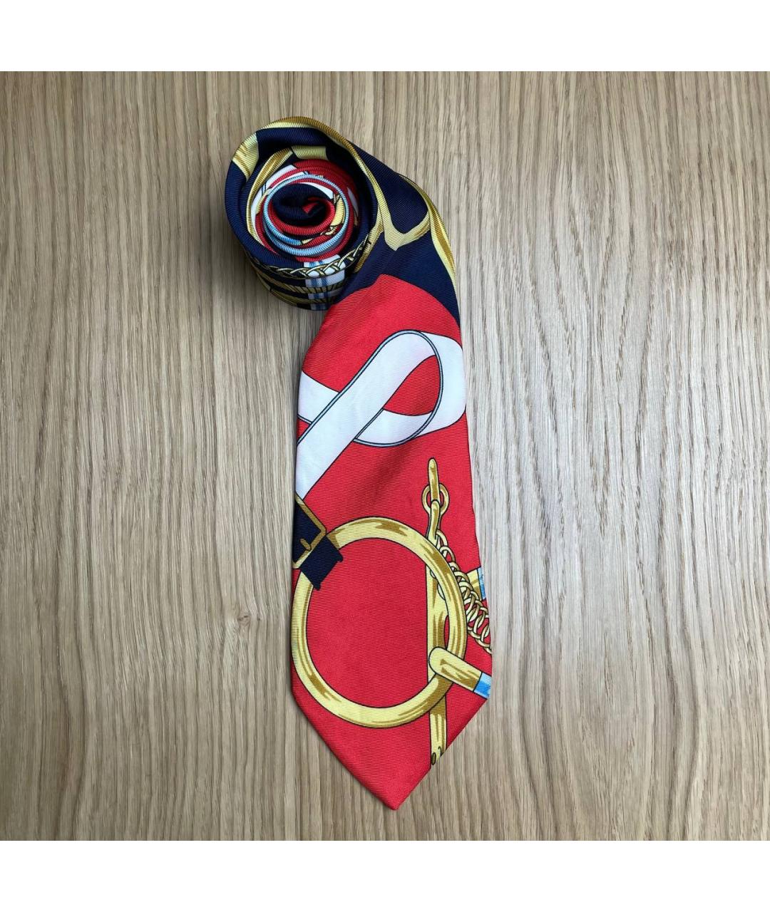HERMES Красный шелковый галстук, фото 9