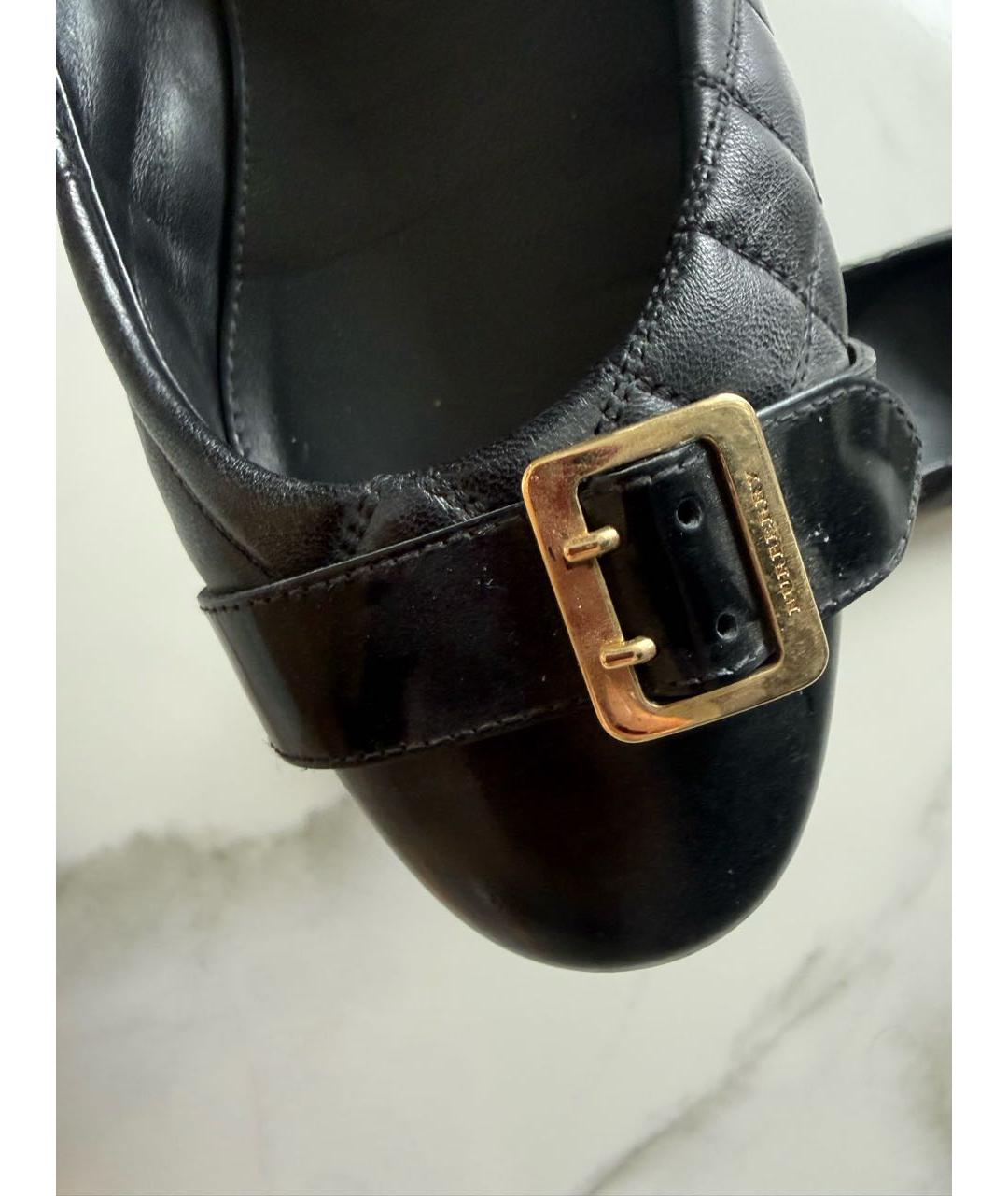 BURBERRY Черные кожаные балетки, фото 3